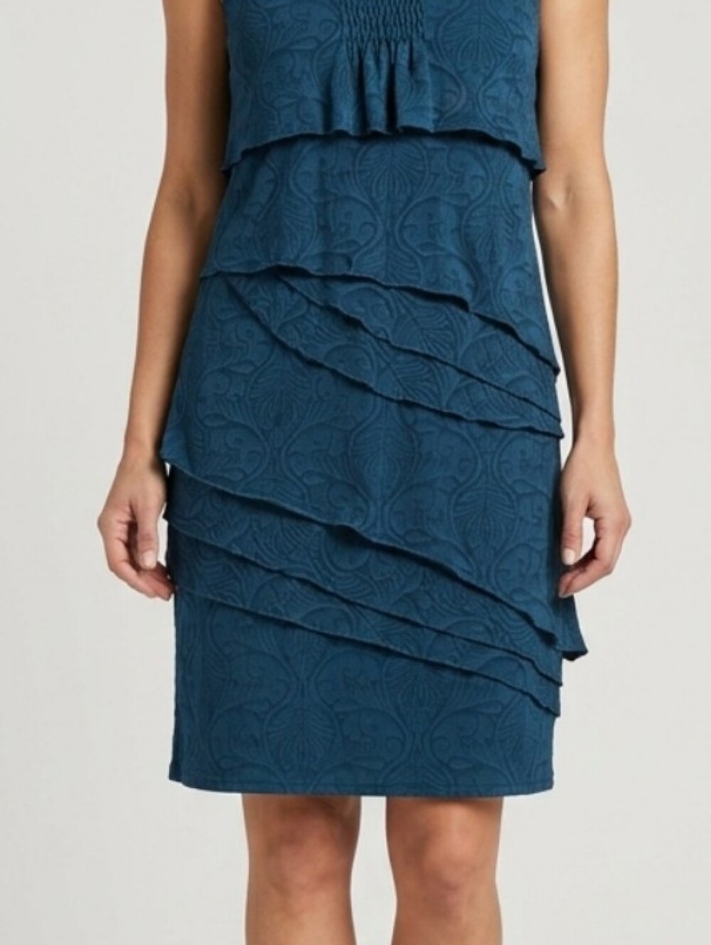 Grandmillennial Boho Ocean Blue Tiered Ruffle Sleeveless Minidress Romantic Poet